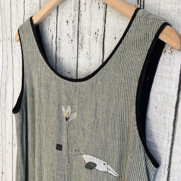 Play Alegre Womens Sleeveless Maxi Dress Size S Green Hand Painted Art To Wear - Picture 4 of 12